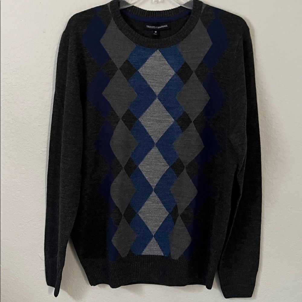 NWT Tricots St. Raphael Trendy & Classic Argyle Sweater in Size M